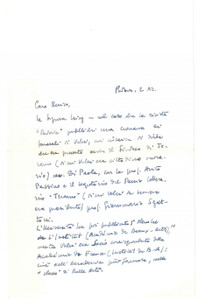 Autografo originale 1980 ca PADOVA Lettera Lino LAZZARINI su commemorazione Diego Valeri Autografo 1