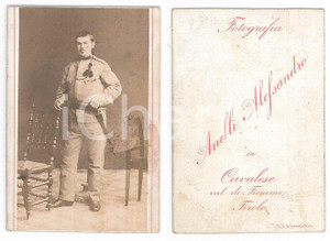 Fotografia d epoca originale 1900 ca CAVALESE  VAL DI FIEMME  Ufficiale austroungarico Foto ANELLI CDV 1