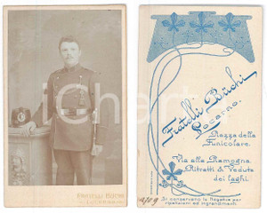 Fotografia d epoca originale 1910 ca LOCARNO CH  Ufficiale ESERCITO SVIZZERO Foto Fratelli BÃœCHI CDV 1
