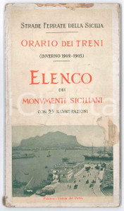 Libro, pubblicazione d epoca 19021903 STRADE FERRATE SICILIA Orario treni  Elenco monumenti 71 pp. 1