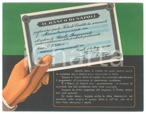 Materiale pubblicitario d’epoca 1960 ca BANCO DI NAPOLI  Fede di credito  Pieghevole pubblicitario 12 pp. 1