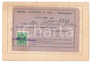 Documento originale, autentico 1935 SALSOMAGGIORE Azienda Autonoma di Cura  Bolletta Alessandro Federico NOE 1