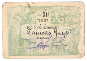 Oggetto da collezione cartaceo 1923 TORINO  CROCE VERDE  Tessera Giuseppe COMETTO socio contribuente 1