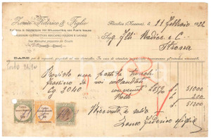 Documento originale, autentico 1922 FLECCHIA BI ZONCO Federico & Figlio  Fattura tronchi frassino 1
