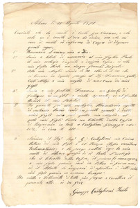 Documento originale, autentico 1871 MILANO Testamento Giuseppe CASTIGLIONI sarto  Manoscritto 1