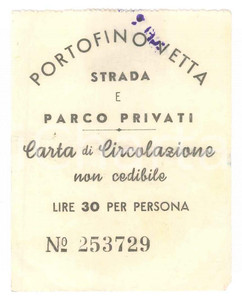 Oggetto da collezione cartaceo 1955 PORTOFINO VETTA Strada e parco privati  Carta di circolazione 6x8 cm 4 1
