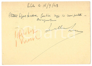 Autografo originale 1948 EDOLO BS Cartolina Mario DE LELLIS medico chirurgo Autografo 1