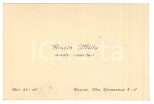 Oggetto da collezione cartaceo 1955 ca TRIESTE Via Ginnastica Giusto MILLO Maestro  Biglietto da visita 10x7 1