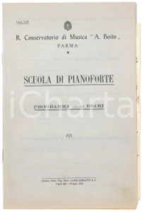 Documento originale, autentico 1931 PARMA Conservatorio A. BOITO  Programma esami scuola di pianoforte 1