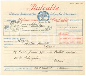 Documento originale, autentico 1940 CICLISMO MILANO Telegramma SocietÃ  GRASSI ad Albert UYSSE per ingaggio 1