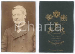 Fotografia d epoca originale 1890 ca PINEROLO TO Ritratto maschile con gli occhiali  Foto SANTINI 8x12 cm 1