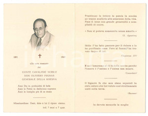 Documento originale, autentico 1962 Conte Oliviero PRUNAS generale della riserva  Santino lutto 1