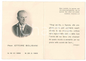 Documento originale, autentico 1965 PADOVA Prof. Ettore BOLISANI  Santino lutto 1