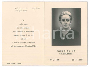Documento originale, autentico 1964 PADOVA Fanny SETTE vedova PIACENTINI  Santino lutto 1