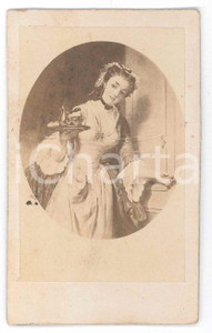Fotografia d epoca originale 1870 ca BRITISH ART  Can I come in? Foto quadro CDV 1