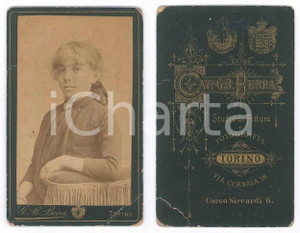 Fotografia d epoca originale 1890 ca TORINO Ritratto di bambina  Foto G. B. BERRA CDV 1