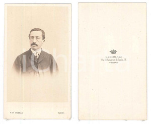 Fotografia d epoca originale 1875 ca TORINO Ritratto maschile  Busto Foto E. DI CHANAZ CDV 1