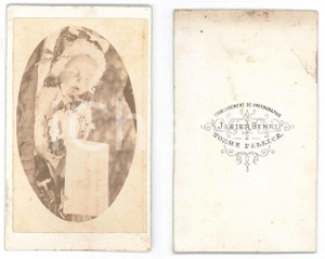 Fotografia d epoca originale 1875 ca TORRE PELLICE Ritratto di bambina Foto POST MORTEM  Henri JAHIER CDV 1
