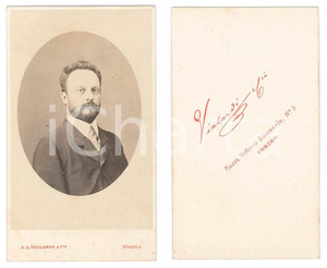 Fotografia d epoca originale 1870 ca TORINO Giovane uomo  Ritratto Fotografia A. VIALARDI CDV 1