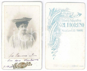 Fotografia d epoca originale 1905 TORINO Contessa DE SAVOIROUX  Ritratto  Fotografia M. FIORINO CDV 1
