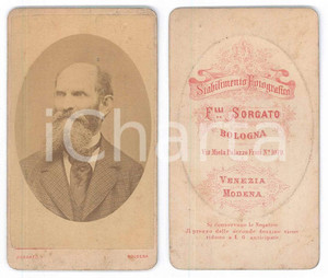 Fotografia d epoca originale 1875 ca BOLOGNA Ritratto maschile in abito a quadretti Foto SORGATO CDV 1