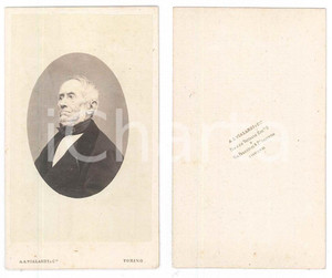 Fotografia d epoca originale 1870 ca TORINO Ritratto maschile di profilo Foto A. VIALARDI CDV 1