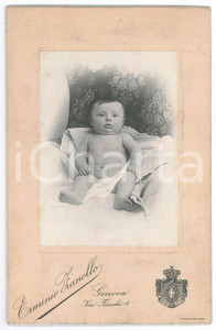 Fotografia d epoca originale 1900 ca GENOVA Bambino tra le lenzuola  Ritratto  Foto Erminio ZANOLLO 11x16 1