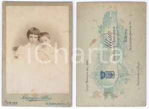 Fotografia d epoca originale 1910 ca TORINO Due fratelli bambini  Ritratto Foto ALLAIS 11x16 cm 1