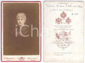 Fotografia d epoca originale 1880 ca GENOVA Baronessa Giuseppina PODESTA  CATALDI  Ritratto Foto G. ROSSI 1