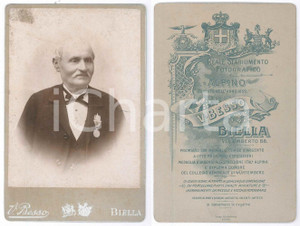 Fotografia d epoca originale 1900 ca BIELLA Ritratto di ex ufficiale decorato Foto Vittorio BESSO 11x16 1