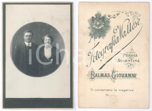 Fotografia d epoca originale 1900 ca PEROSA ARGENTINA Coppia di coniugi  Foto Giovanni BALMAS 11x16 cm 1