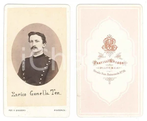 Fotografia d epoca originale 1870 PIACENZA Ten. Enrico GONELLA  9° Regg. Artiglieria  Foto Fratelli GREGORI 1