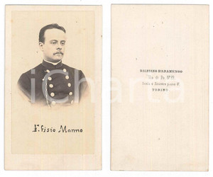 Fotografia d epoca originale 1863 TORINO  Accademia Militare  Efisio MANNO Foto Cesare BERNIERI CDV 1