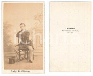 Fotografia d epoca originale 1862 TORINO Luigi AVOGADRO DI COLLOBIANO  Ritratto Foto E. DI CHANAZ CDV 1
