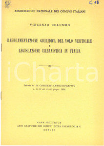 Libro, pubblicazione d epoca 1950 ANCI Vincenzo COLUMBO Regolamentazione giuridica del volo verticale 2 1