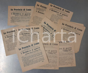Documento originale, autentico 191718 WW1 Giornale LA PROVINCIA DI COMO  Lotto 23 bollettini di guerra 1