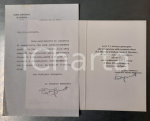 Autografo originale 1984 PADOVA S. Massimo  Biglietto e lettera mons. Alfredo MAGAROTTO  AUTOGRAFO 1