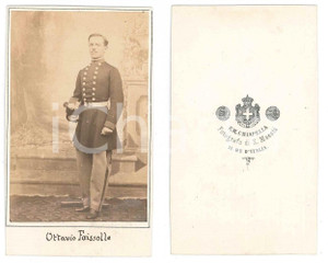 Fotografia d epoca originale 1865 ca TORINO Accademia Militare  Ottavio FAISSOLLE  Foto F. M. CHIAPPELLA 1