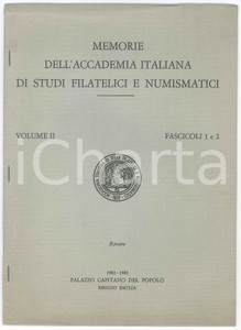 Libro, pubblicazione d epoca 1982 Mario GALLENGA Memorie Accademia Italiana di studi filatelici e numismatici 1