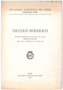 Libro, pubblicazione d epoca 1972 Ernesto PONTIERI In memoria di NiccolÃ² RODOLICO Accademia dei Lincei 1