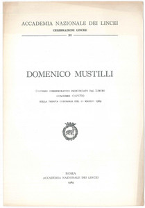 Libro, pubblicazione d epoca 1969 Giacomo CAPUTO In memoria di Domenico MUSTILLI Accademia Lincei 1