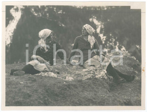 Fotografia d epoca originale 1925 ca VENETO  COSTUMI DEL CADORE  Donne sul prato Foto A. MARCHETTI 1