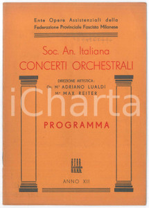 Materiale pubblicitario d’epoca 1933 MILANO Concerto direttore Karl ELMENDORFF Mario CORTI violinista Programma 1