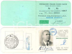 Oggetto da collezione cartaceo 1967 FIGC Federazione Italiana Giuoco Calcio  Tessera di Annio BIGNARDI 1