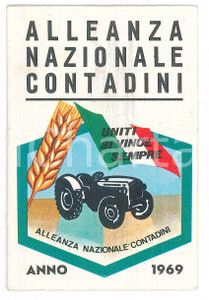 Oggetto da collezione cartaceo 1969 CORREGGIO Tessera Alleanza Nazionale Contadini  Sez. REGGIO EMILIA 1