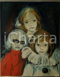 Opera d’arte autentica 1980 ca ARTE  ALLEGRINI  Bambini vestiti per Carnevale  Tempera 40x50 cm 1