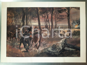 Opera d’arte autentica 1940 ca Erich DÃ–BRICHSTEGLITZ  Kavallerie/ Sprengpatrouille Tempera 70x50 1
