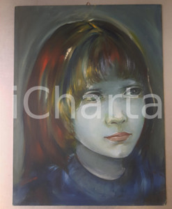 Opera d’arte autentica 1980 ca ARTE  ALLEGRINI  Ritratto di bambina  Tempera 30x40 cm 1