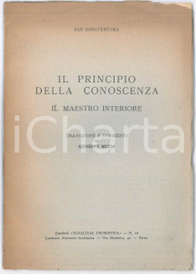 Libro, pubblicazione d epoca 1966 SAN BONAVENTURA Principio della conoscenza  Commento di Giuseppe MUZIO 1
