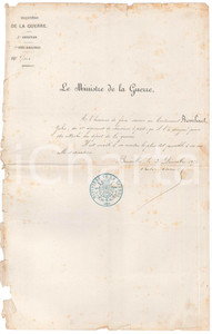 Documento originale, autentico 1875 BRUXELLES B Nomination de Jules ROMBAUT SÃ©raphin THIEBAULT Autographe 1